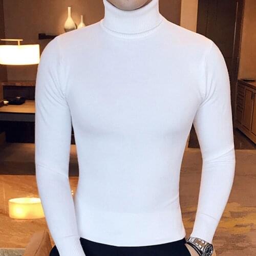 Autumn New Solid Colors Jumper men Turtleneck Sweater Dress winter High Elasticity Slim Pullover Men Knitwear Men Clothing 7873
