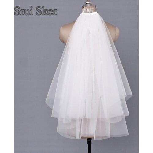 Elegant short bridal wedding veils two layer with combe white wedding party tulle veil Bridal Vwil Cut Edge in Stock