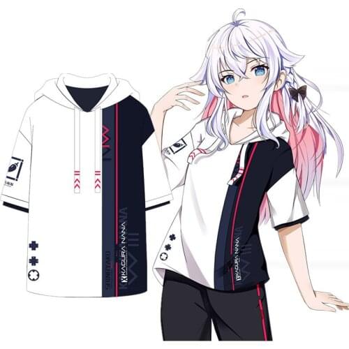 Anime Hololive Vtuber YouTuber Kagura Nana Hooded Short Sleeve T-shirt Tee Tops Fashion Men Women Casual Summer Pullover