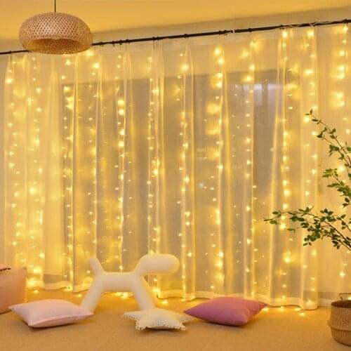300 LEDs 3x3m RGB LED Curtain Christmas String Lights 8 Modes IP44 Wedding New Year Garland Bedroom Garden Party Decor