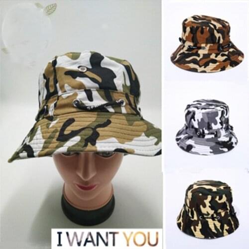 Male and Female Cotton Camouflage Fisherman Hat Sunscreen Beach Leisure Folding Hat Sun Hat Hiking Outdoor Warm Basin Hat