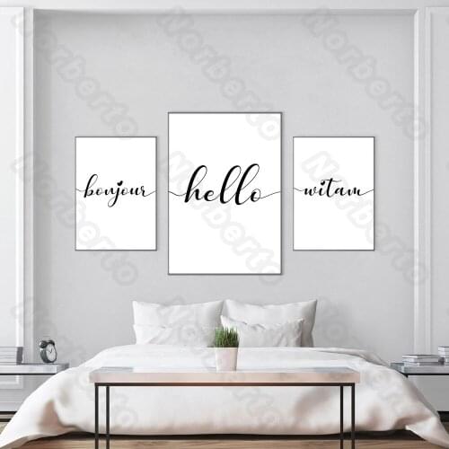 Nordic Style Canvas Painting Wall Poster Minimalist Pictures Only Art Black Letters Hello Milan for Home Rooms Wall Decoration
