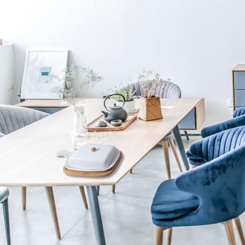 Ceramic Butter Dish Practical Compact Porcelain Covered Butter Keeper Detachable Butter Holder With Lid Handle Design Bamboo Mat