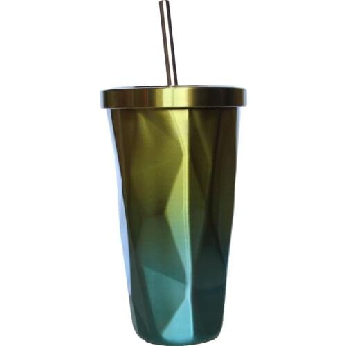 500ML Coffee Mug with Lid Straw Stainless Steel Insulated Drink Travel Cup Vacuum Flask Cup Tumbler Beer Tea Cup Garrafa Termica