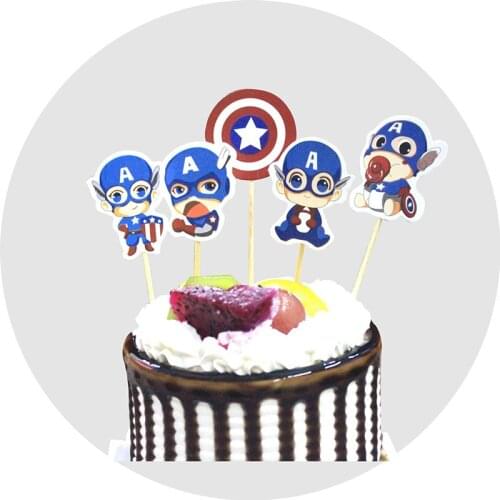 Cute Hero Happy Birthday Cupcake Topper Set Cartoon Baby Shower Cupcake Topper for Kids Boys Birthday Party Cake Decorations