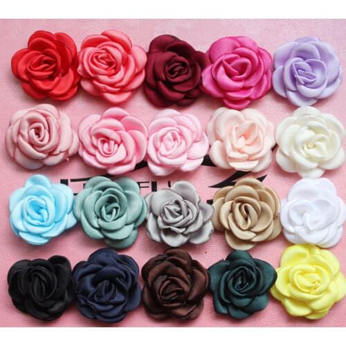 1.5 inch Mini Satin Rose Satin Rosette Flower Burned Rose Flower 20Colors U Pick 100Pcs/lot