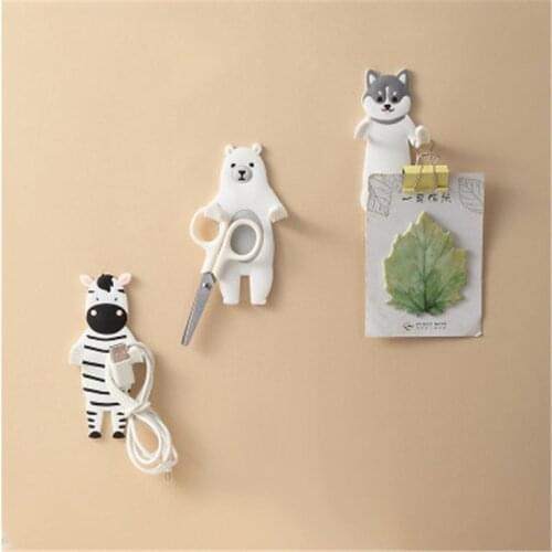 Multifunctional Wall-mounted Hook Cartoon Animal Storage Hook Seamless Hooks Refrigerator Home Decoration Key Wall Hookes