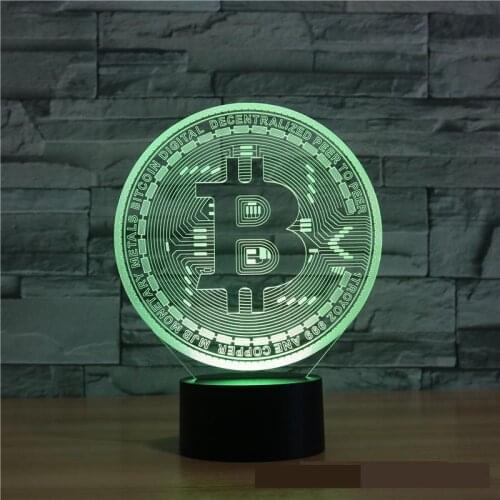 New Bitcoin 3d Lamp 7 color Touch Led Visual Led Night Light Gift Decoration Table Lamp Gifts for Children Kids Room Light