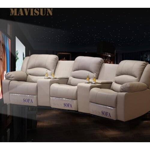 First-Class Sofa Cabin Home Theater Sofa Chair Curved Leather Multi-Function Electric Combination Audio-Visual Room Visual Hall