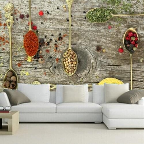 Custom 3D Mural Hotel Restaurant Noodle House Decoration Painting Seasoning Ingredients Spices Spicy Hot Pot Restaurant