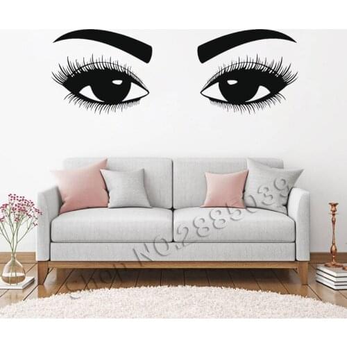 Eyelashes Wall Decal Window Sticker Beauty Salon Wallpaper Woman Face Eyebrows Stickers Girls Bar Makeup Studio Wall Decor LL804
