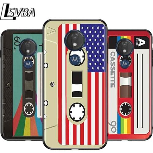 Retro vintage tape for Motorola G9 G8 G E7 E6 One Play Marco Hyper Fusion Stylus Power Edge Plus Black Phone Case