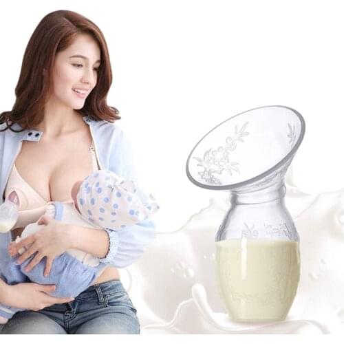 Manual Breast Pump Food Grade BPA Free Silicone Cup Mom Breastfeeding Milk Saver Suction Collector Bottle