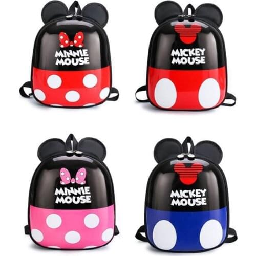 Disney Mickey Backpack Minnie Cartoon Cute Kids Schoolbags New Hard Shell Bag Anime Boys Girls PUV Nylon Kindergarten Backpack