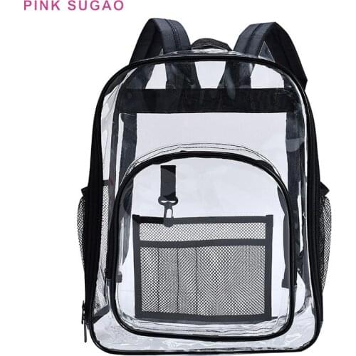 Pink Sugao PVC backpacks clear backpacks travel backpack school bookbag laptop backpack weekend bag waterproof outdoor backpacks