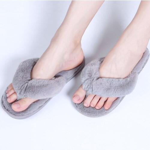 Fashion Fur Women Home Slippers Autumn Winter Warm Flat Ladies Shoes Slip on Plush Women Flip Flops Slides