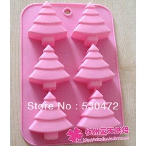 6 hole silicone Cake Mold Baking mould Pine shape soap mould 25.3*17.3*3 cm kitchen tools