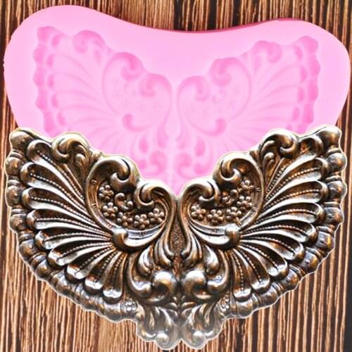 3D Craft Wings Border Silicone Molds Scroll Relief Frame Fondant Cake Decorating Tools DIY Cookie Baking Candy Chocolate Moulds
