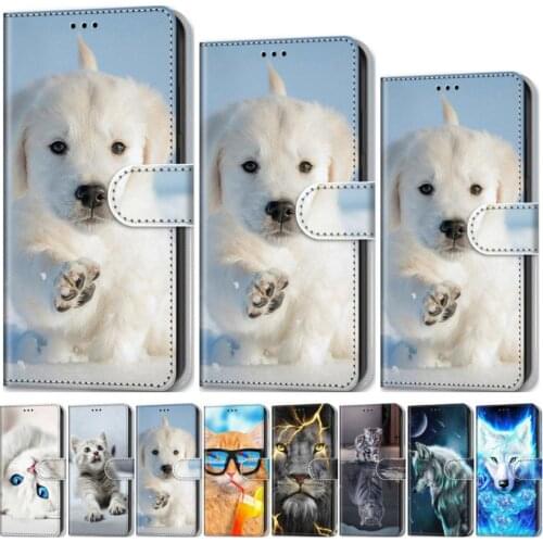 Cat Tiger Kids Cute Flip Case For Huawei Y5 II Y5 2018 2019 Honor 9 10 20 Lite 9X 9i 10i 20i Lion Wolf Cartoon Cover Wallet D08F