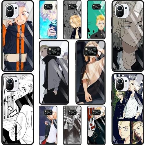 Phone Glass Case For Mi Poco X3 NFC 10T 9T Note 10 11 Pro Lite Ultra 11i F3 Transparent Fitted Fundas tokyo revengers