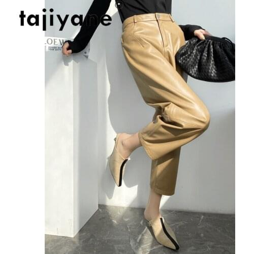 Tajiyane 100% Sheepskin Pants Women Korean Fashion Trousers Black Harem Pants Female Spring 2021 Pantalones De Mujer Pph4555