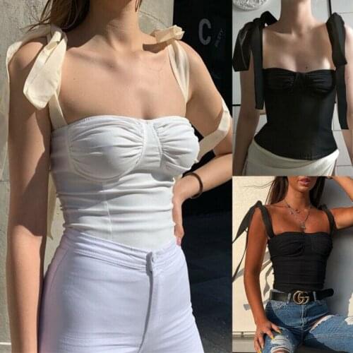 Hot Women Sleeveless Bodycon Bust Casual Bandage Crop Tank Tops Vest Tube Summer Fashion Sexy Loose Off-Shoulder Clubwear Camis