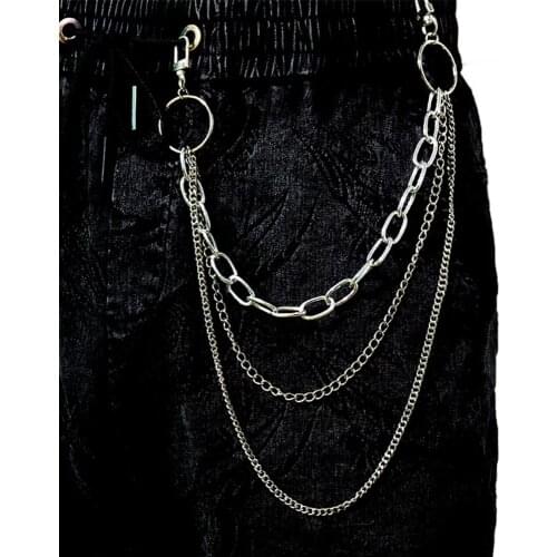 Vintage Long Metal Rock Trousers Hipster Pant Jean Keychain Ring Clip Tassel Keychains Women Accessory