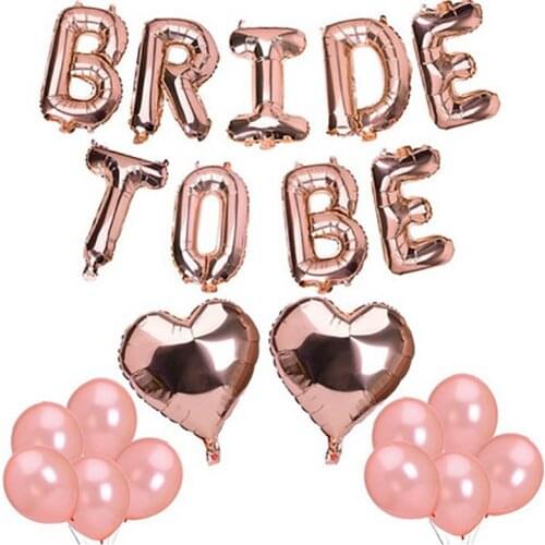 1set 16inch Rose Gold Bride To Be Letter Balloons Heart Foil Balloon Hen Party Decorations Wedding Bachelorette Party Supplies