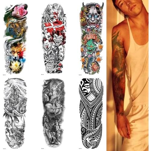 TEMPORARY TATTOO SLEEVE, MECHANICAL, TIGER, RELIGION, CLOWN,TERMINATOR, 3D, MENS, WOMENS, ARM
