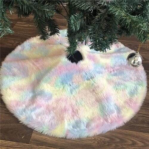 Christmas Tree Skirt Colorful Plush Rainbow Tree Skirt Christmas Tree Skirt Christmas Decoration For Christmas Crafts