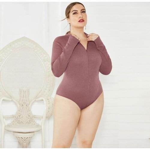 Women Knit Sweater Bodycon Bodysuits Slim Zipper O Neck Casual Sexy Elegant Female Jumpsuits Autumn Winter Clothes Larger 5XL