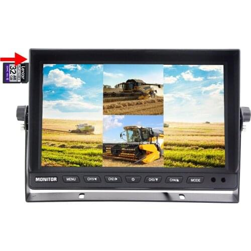 LCD TFT 9 inch car rearview Quad split DVR monitor kit with 32G SD Card for school bus 4 channels video recording, shenzhen