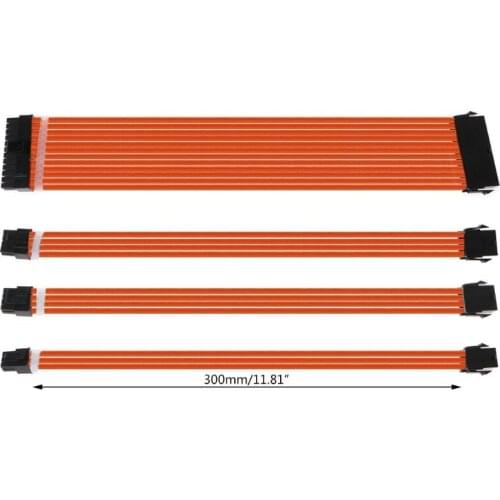 1Set 30cm/40cm A-TX Basic Extension Cable Kit PC GPU CPU Power Supply Sleeved Wire Computer Connectors 24-PIN 8-PIN 6PIN 4+4PIN