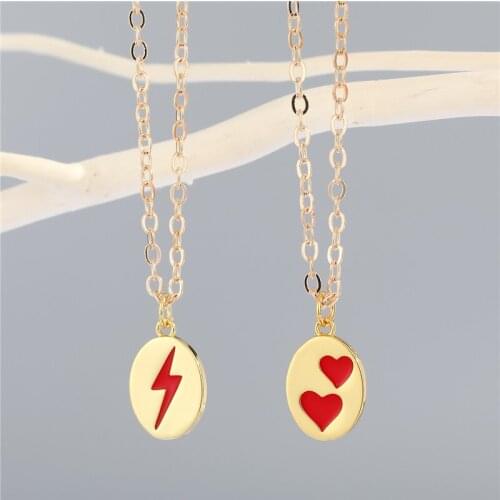 1Pcs Blingbling Lightning Heart Necklace For Women Gift Jewelry Fashion Simple Unique Oval Geometric Pendant Clavicle Chain N158