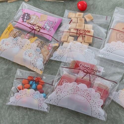 100pcs Plastic Transparent Cellophane Dragee Candy Cookie Gift Bag with DIY Self Adhesive Pouch Wedding Birthday Party Supplies