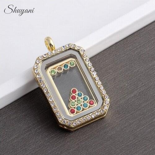 20PCS/LOT DIY Crystal Rectangle Floating Locket Charms Window Plates For Rectangle Glass Memory Locket