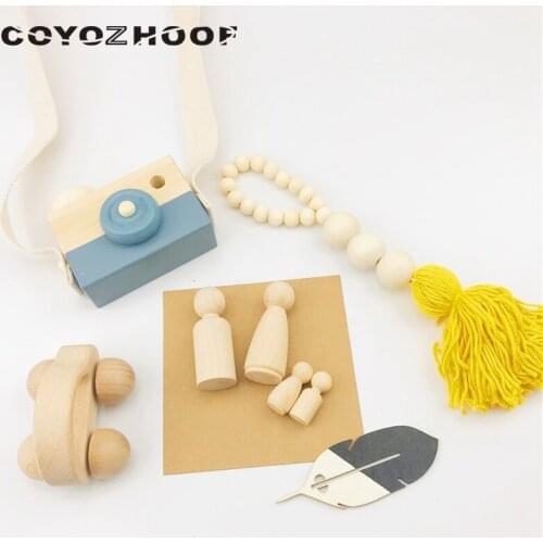 Cute 4Pcs Unfinished Wooden Peg Dolls People Peg Dolls Small Family DIY Crafts Cake Topper Kids Printed Party Wedding Decor