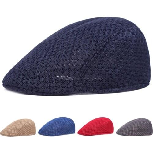 Mens Womens Beret Caps Fashion Casul Summer Outdoor Suncreen Breathable Mesh Brim Hats Male Solid Color Flat Berets Cap Hat
