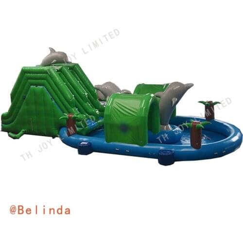 Free Sea Shipping! 6x3x4mh (Pool: 10x6m) Sealed Inflatable Dolphin Pool Tent Kids Inflatable Dolphin Pool Slide
