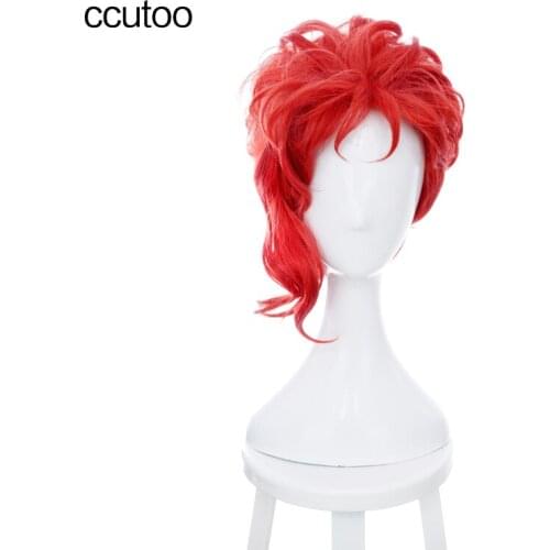 Ccutoo Kakyoin Noriaki From JOJO 14" Red Curly Short High Temperature Fiber Syntheitc Hair Cosplay Wig