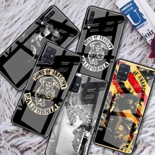 Tempered Glass Case For Samsung Galaxy A51 A50 A71 A70 A21s A31 A91 A52 M31 A10 M51 Luxury Phone Cover Sons Of Anarchy Shell Sac
