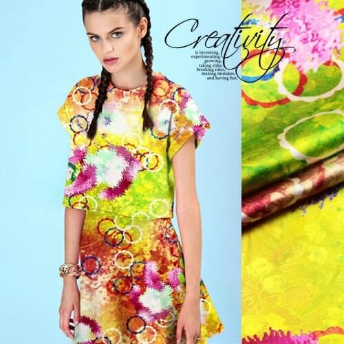 CNUM SP789 Pure Silk/ Colorful Pandora /Silk Fabric 93% Silk 7% Spandex Elastic/ Width1.29yd Thickness 19mm/ Unit:meter