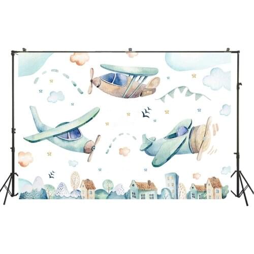 Rustic Vintage Airplane Backdrops Boy Baby Shower Backdrop Aircraft Boat Adventure Party Background Birthday Poster Photo Banner