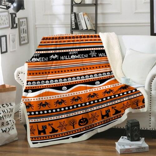 Halloween Sherpa Fleece Blanket Spider Plush Throw Blankets for Kids Adult Thin Soft Drop Shipping