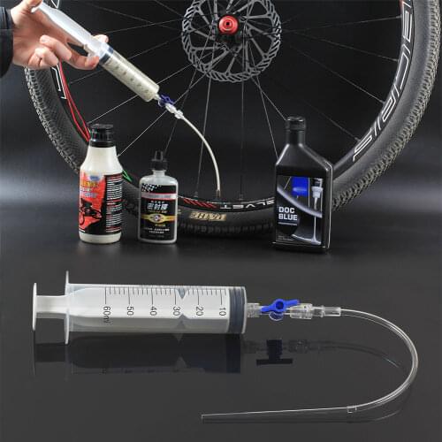 Bicycle Tubeless Tire Liquid Injection Tool Bike Tire Tubeless Sealant Injector 60ml Syringe Rubber Hose Kit For MTB Bicycle