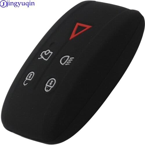 Jingyuqin New Remote Car Key Fob Silicone Case Cover Protector Fit For Jaguar XF XK XKR X-Type S-Type 5 Buttons Smart Key