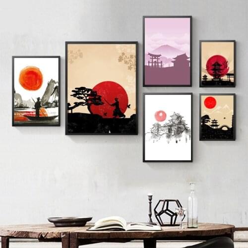 Japanese Watercolor Ink Canvas Painting Posters and Prints Wall Art Picture Scandinavian for Living Room Home Decoration Cuadros