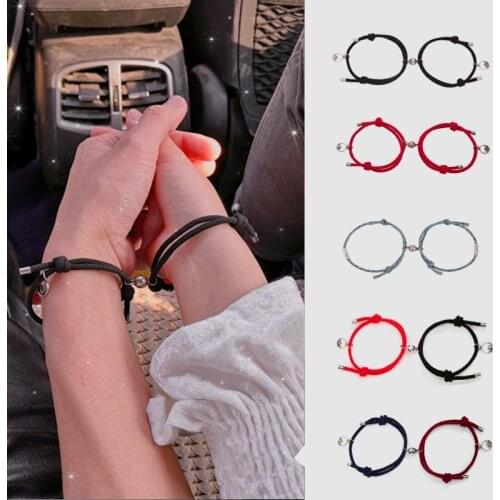 2pcs Couple Magnets Attract Each Other Creative Personality Couple Bracelet Couple Pendants Charm Bracelet Jewelry Lover Gift