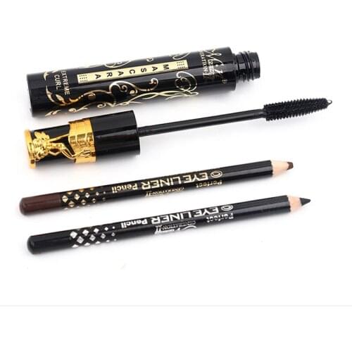 MENOW Curl Mascara with Brush Head Set With Gift Eyebrow Pencil and Eyeliner Pencil Waterproof Makeup set Maquiagem M10006