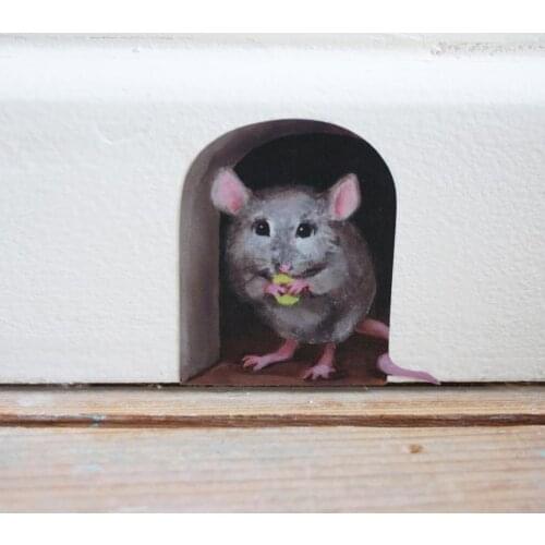 3d Creative Miniature Mouse Hole Decal Mural Unique Sticker Indoor And Outdoor Decoration 2020 Mouse Wall Sticker Fast Ship #02